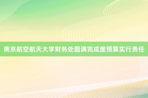 南京航空航天大学财务处圆满完成度预算实行责任